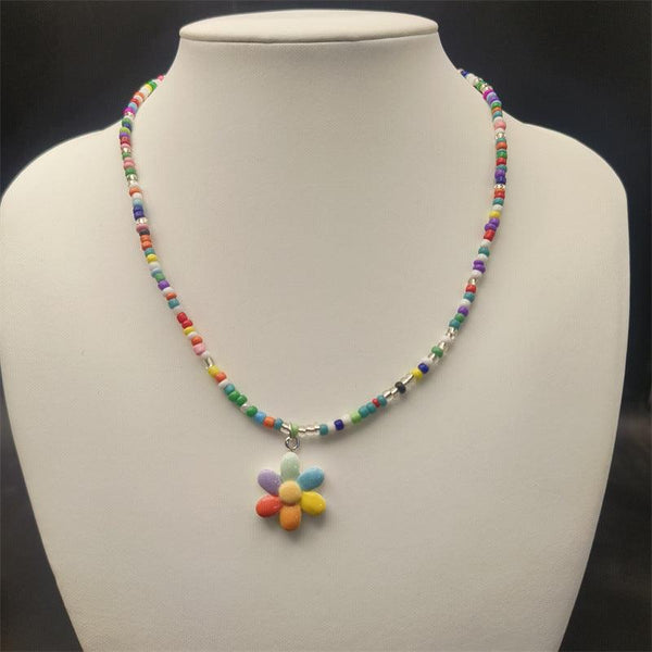 Childlike Rainbow Love Clavicle Chain Dopamine Necklace for Kids - Cartoon Cute Design