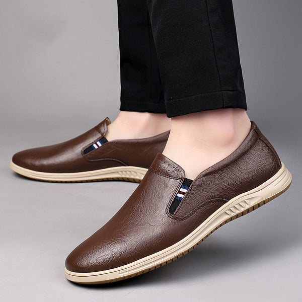 Casual Slip-on Flat Mens Shoes - Two-layer Cowhide Low-top Comfortable