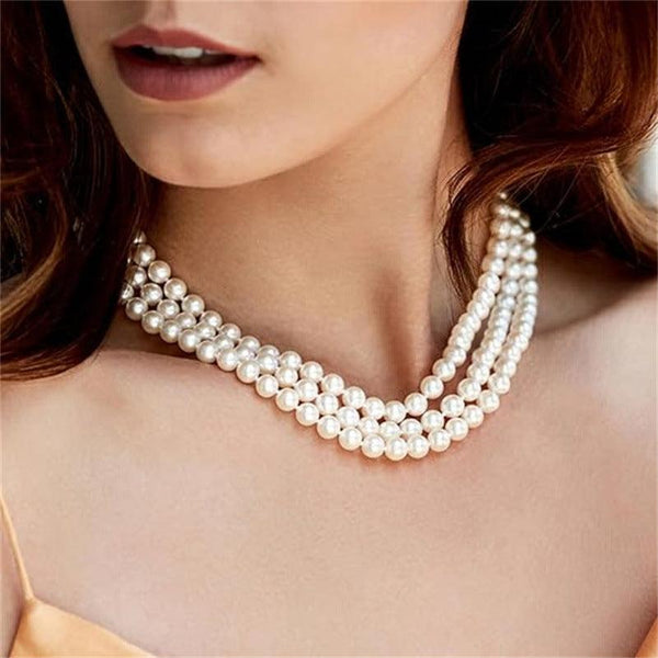 Retro Chinese Twin Pearl Necklace - Multi-layer Design Long Length