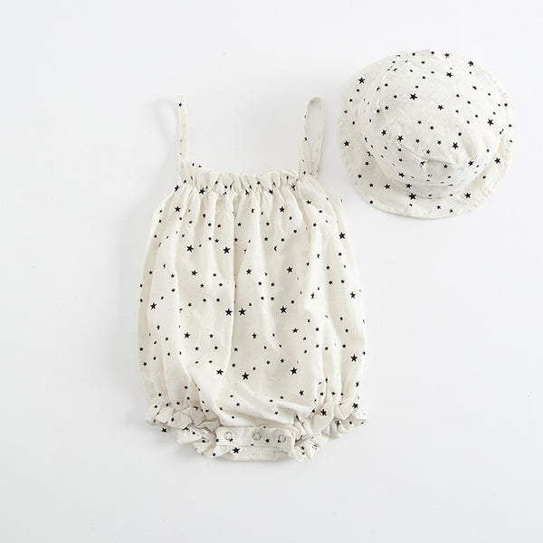 Newborn Summer Outfit Matching Cap - Infant Cotton Girls Clothes Set - Totostore