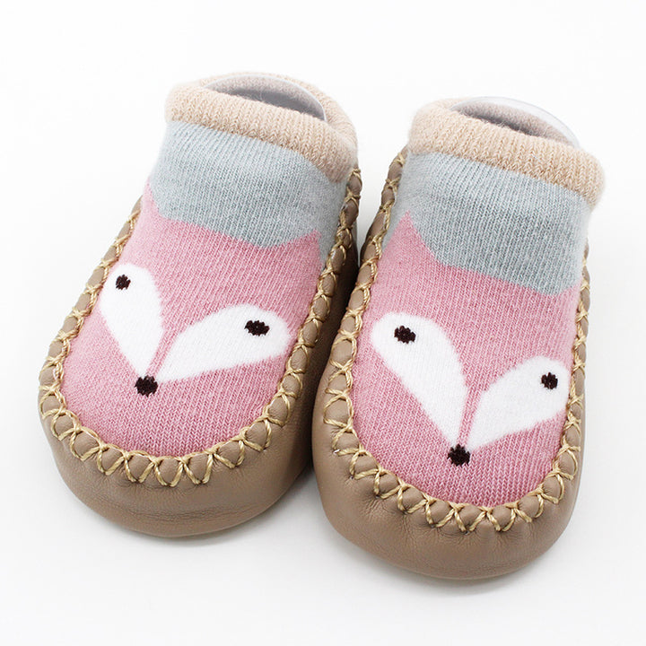 New Cartoon Baby Shoes Non-Slip Leather Cotton Socks for Spring Autumn - Totostore