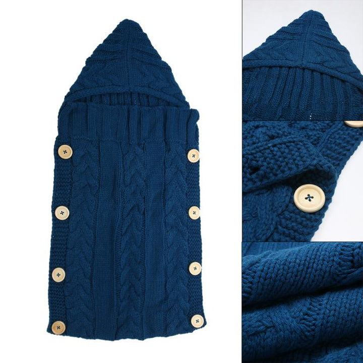 Soft Crochet Knitted Hoodie Swaddle Wrap for Warm Baby Sleep - Wool Blends Hooded Infant Sleeping Bag - Totostore