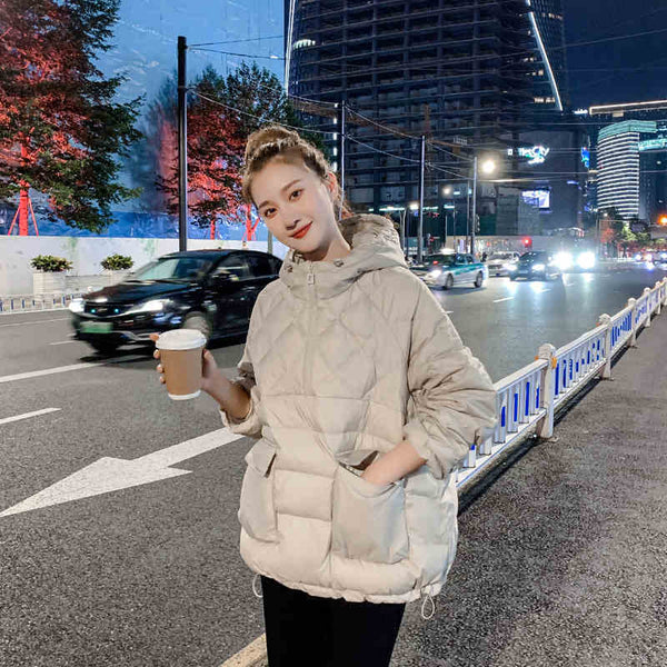 Stylish Korean White Duck Down Jacket - Loose Fit for Ultimate Comfort