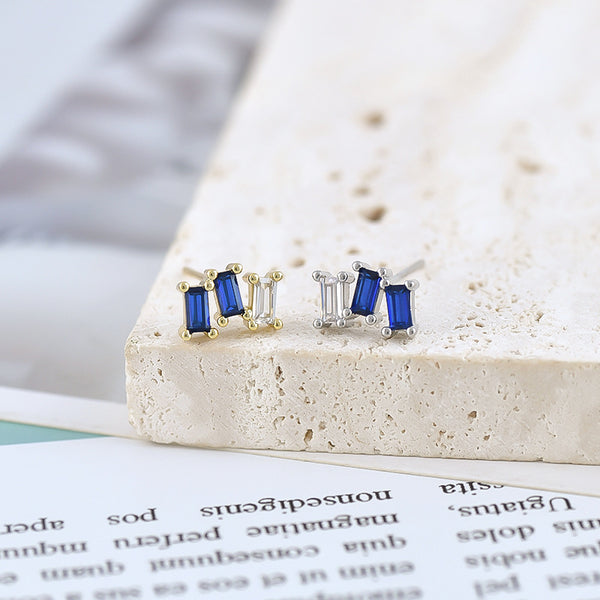 Zircon Stud Earrings - Square Fashion for Women in Mixed Colors