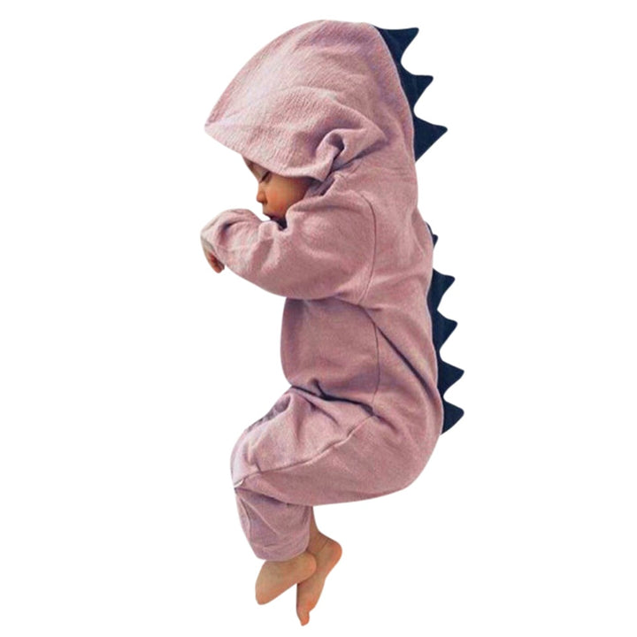 Newborn Infant Baby Boy Girl Dinosaur Hooded Romper Jumpsuit Outfits Clothes Long Sleeve Solid Baby Rompers Casual Comfortable - Totostore