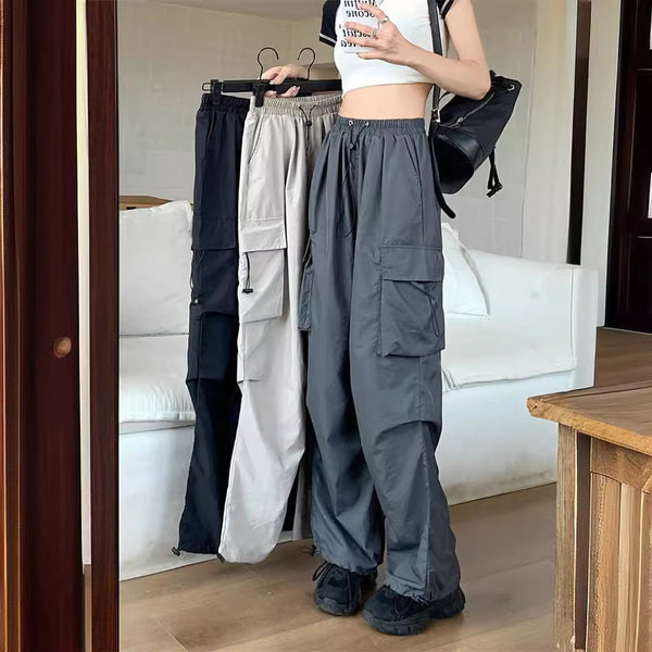 High Waist Workwear Trousers for Women  Thin Fabric  Wide Leg Design