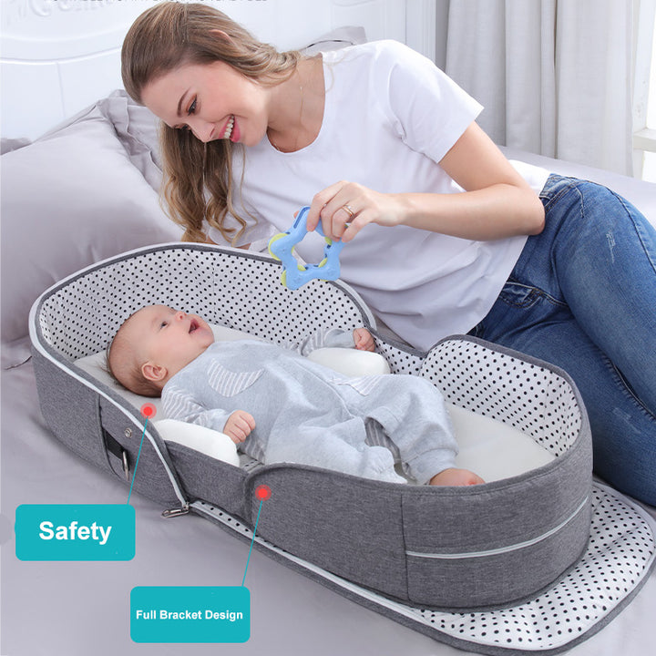 Portable Folding Crib Baby Bed Removable Mammy Bag Multi-Functional Travel Essential - Totostore