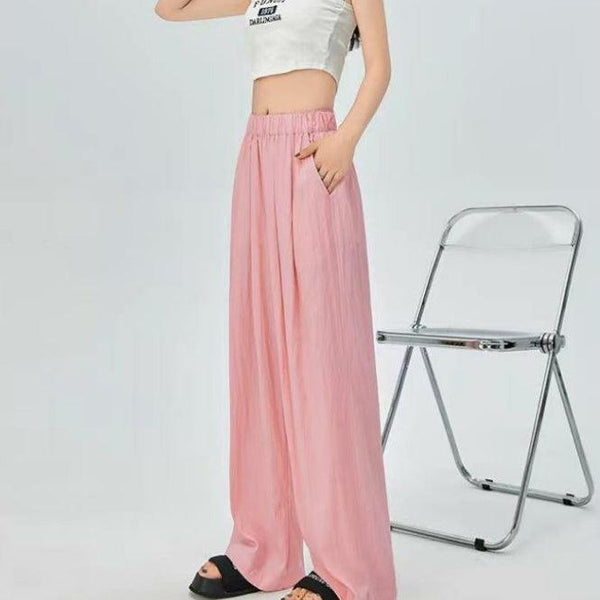 Summer High Waist Drooping Lazy Wide Leg Pants - Thin  Comfy