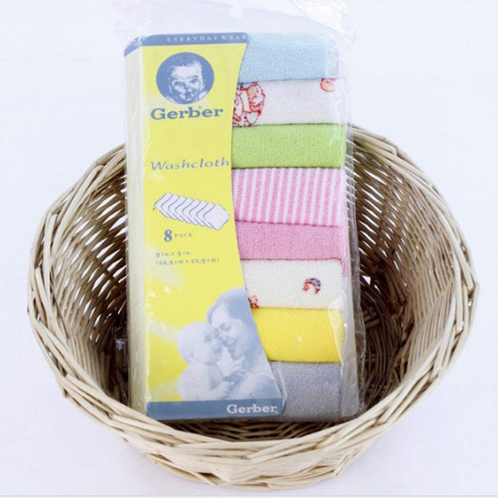 8Pcs Baby Infant Bath Towel Washcloths Bathing Feeding Wipes Cloth Baby Wash Cloth Soft for Newborn Kids Baby Care Nursing Towel - Totostore