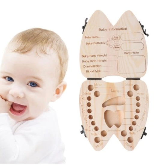 Wooden Baby Tooth Box - Deciduous Teeth Storage  Organizer