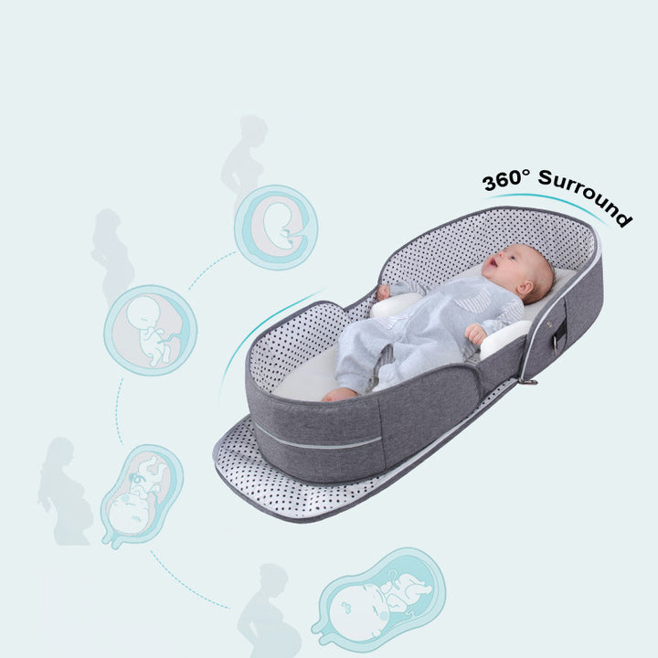 Portable Folding Crib Baby Bed Removable Mammy Bag Multi-Functional Travel Essential - Totostore