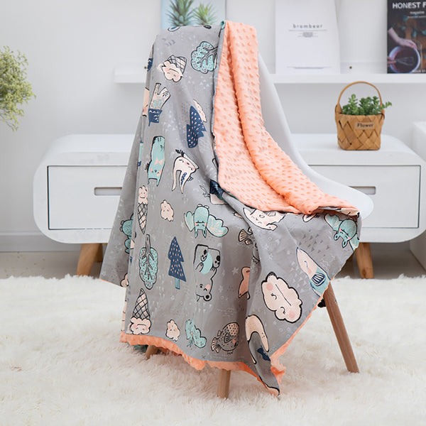 Cotton Cartoon Baby Blanket with Pea Comfort Design - Soft and Cute for Newborns