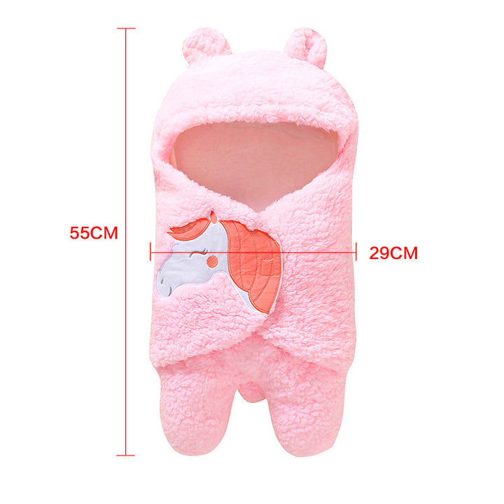 Soft Plush Winter Swaddle Blanket Feet Gown for Infants - Cute Cartoon Design - Totostore