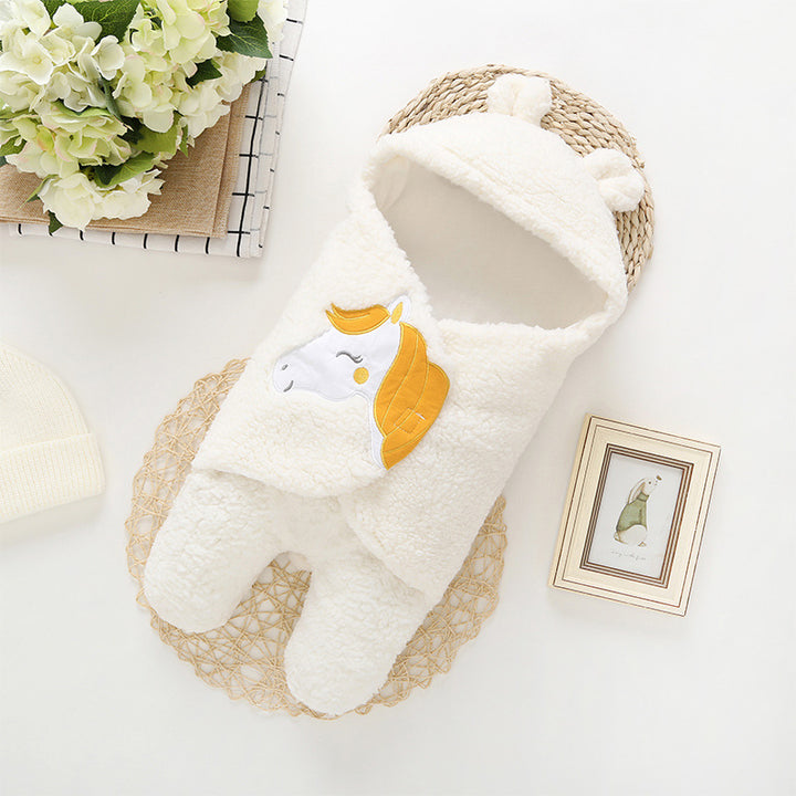 Soft Plush Winter Swaddle Blanket Feet Gown for Infants - Cute Cartoon Design - Totostore