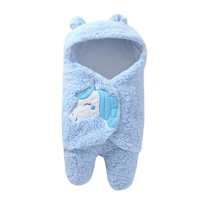 Soft Plush Winter Swaddle Blanket Feet Gown for Infants - Cute Cartoon Design - Totostore