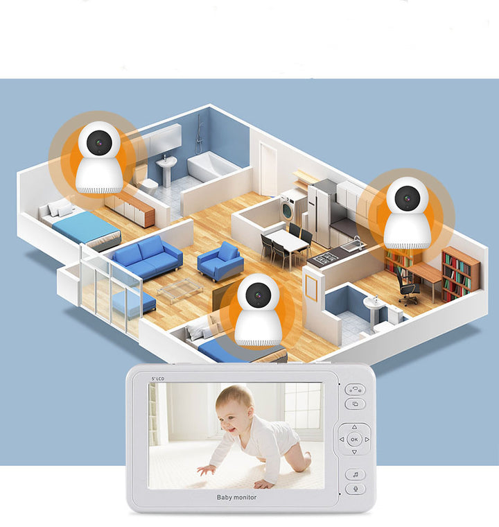 5 Large Screen Baby Monitor 1080P HD Baby Care Device for Home High-Definition Baby Monitor - Totostore