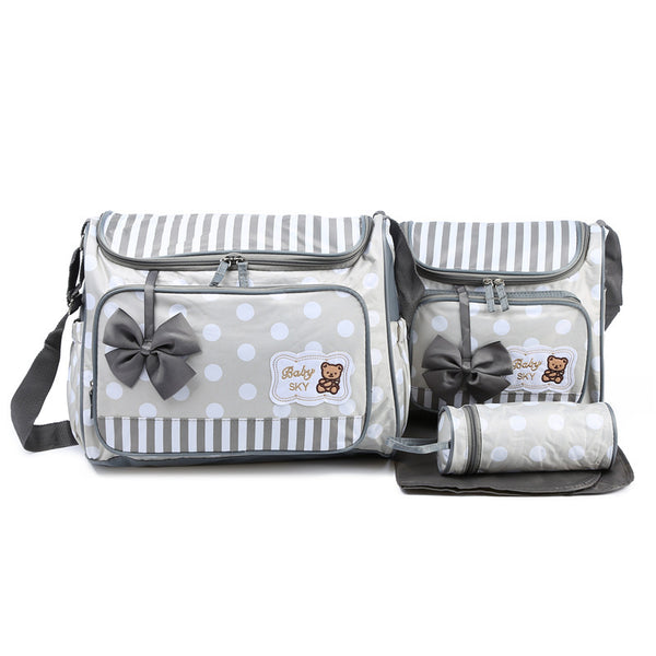 Multi-Functional Mommy Bag Large Capacity One-Shoulder Four-Piece Set with Bowknot Design for Mother Baby and Outings - Perfect for Every Mom - Totostore