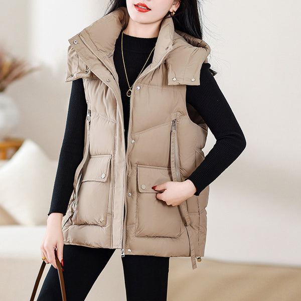 Stand-up Collar Waistcoat Thick  Cozy Outerwear for Every Occasion