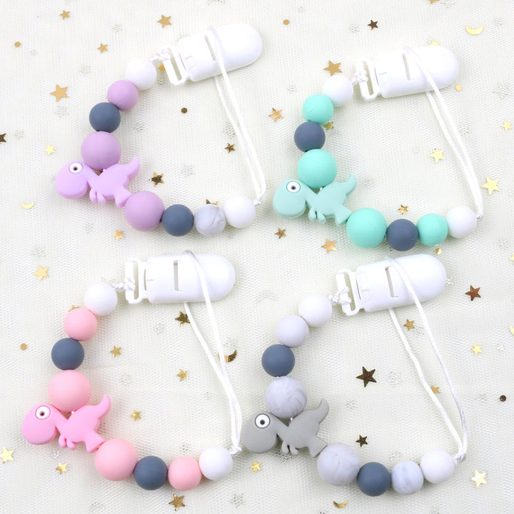 New baby pacifier chain clip teeth glue toy anti-drop chain silicone dinosaur pacifier chain baby products - Totostore