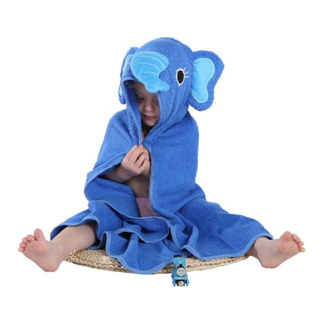 Kids 100 Cotton Animal Hooded Towel - Toddler Bathrobe for Boys and Girls - Spring Cartoon QWA - Totostore