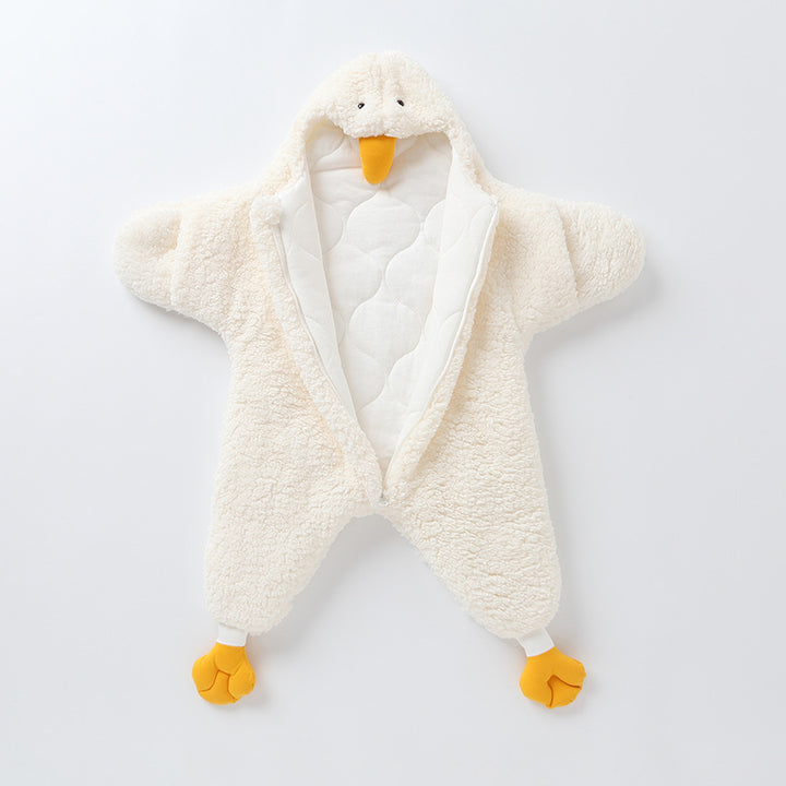 Little Yellow Duck Lamb Fleece Newborn Anti Startle Sleeping Bag - Totostore