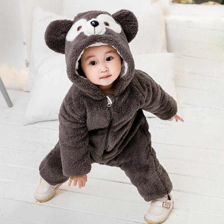 Thickened One-Piece Clothes Baby Clothes Newborn Baby Crawling Clothes Autumn And Winter Daffy Bear New Animal Shape - Totostore