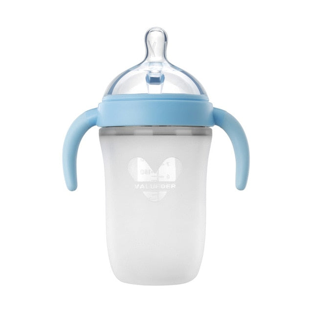 Newborn Essentials VALUEDER Soft Silicone Feeding Bottle - PinkBlue Wide-Neck Design with Natural Nipple - Totostore