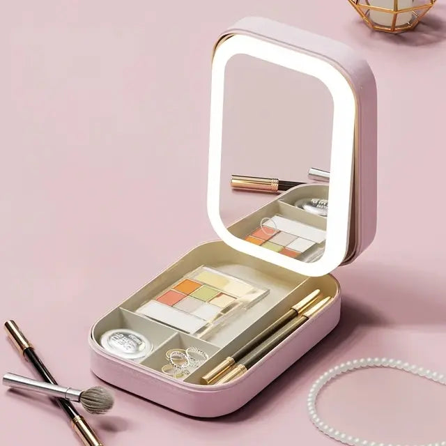 LED Mirror Makeup Storage Box - Organize Your Beauty Essentials - Totostore