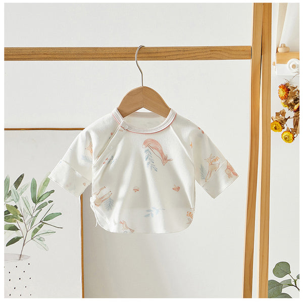 Newborn Baby Summer Monk Clothes - Half Back Cotton Top for Spring Autumn - Totostore