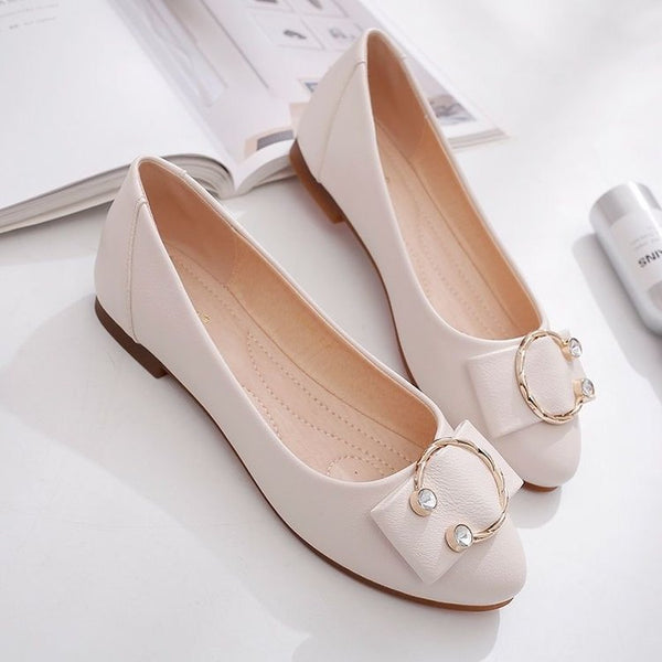 Monogrammed Leather Mary Jane Flats with Soft Bottom  Low-Cut Shoes for Women