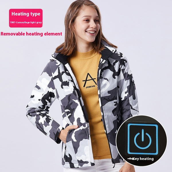 Outdoor Camouflage Heating Jacket  Smart USB Heating  Cotton-Padded  Weatherproof