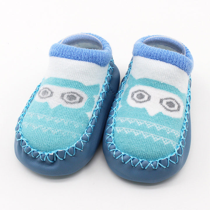 New Cartoon Baby Shoes Non-Slip Leather Cotton Socks for Spring Autumn - Totostore