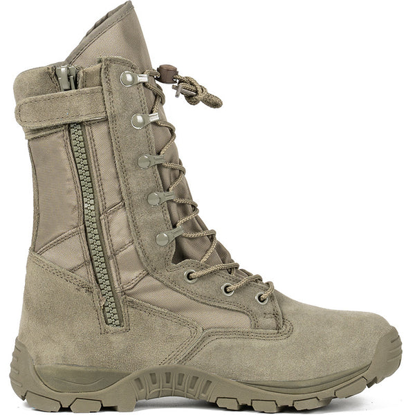 Green High-Top Combat Boots - Light Desert Combat Footwear for a Bold Style Statement