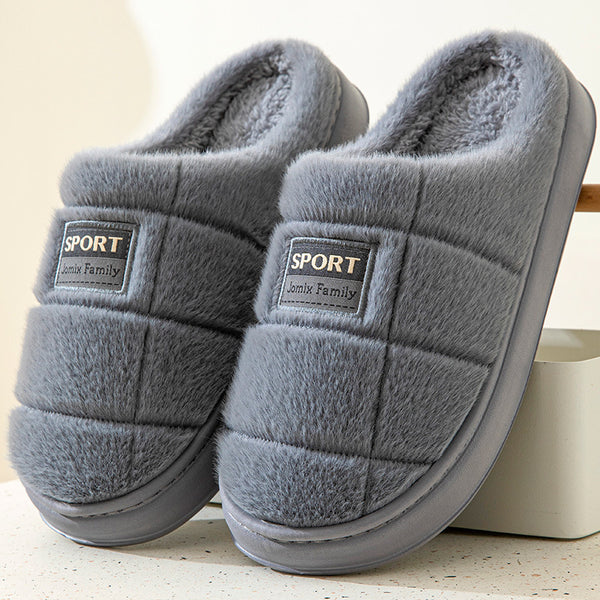 Plaid Cotton Slippers Warm Thick-soled Non-slip Mens Indoor Shoes for Winter and Bedroom  Couples House Slippers