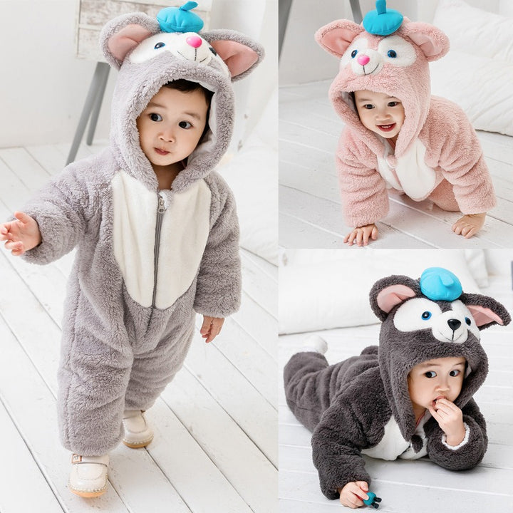 Thickened One-Piece Clothes Baby Clothes Newborn Baby Crawling Clothes Autumn And Winter Daffy Bear New Animal Shape - Totostore