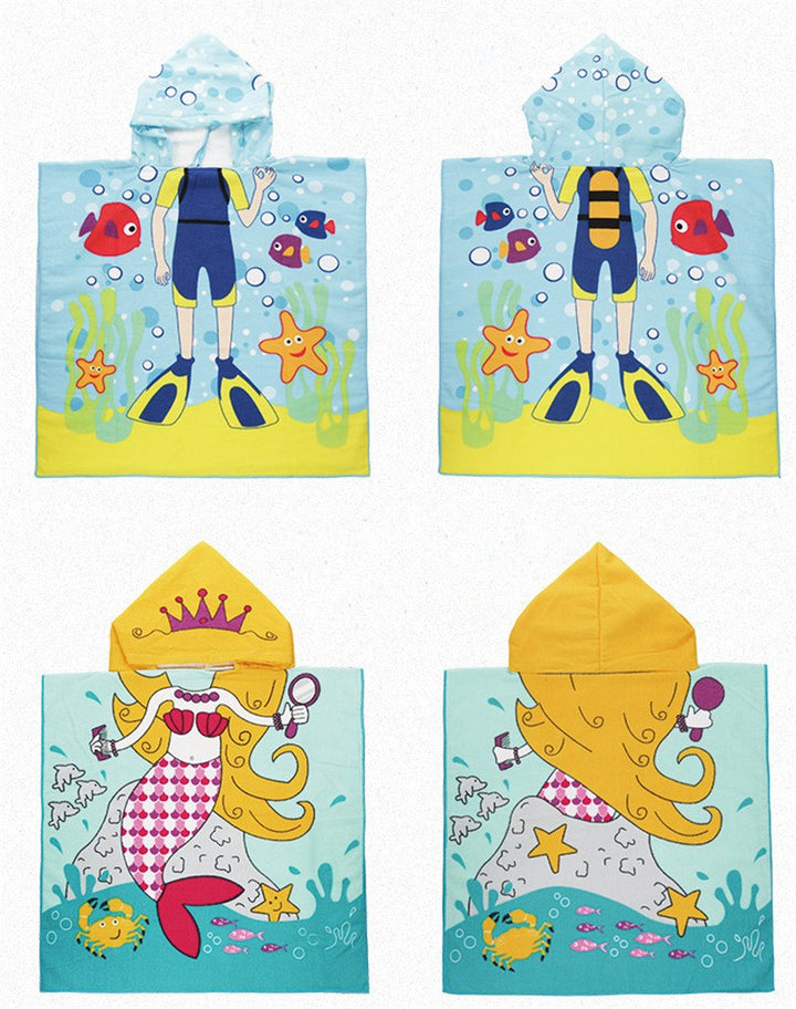 Cartoon Hooded Beach Towel for Kids - Adorable Animal Print Microfiber Material - 60x120cm - Totostore