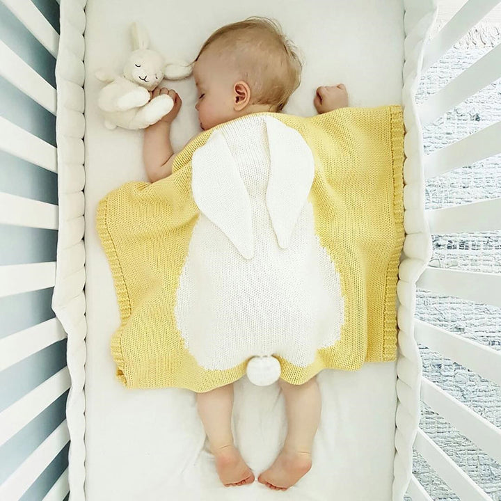 Adorable Rabbit Ears Knitted Baby Blanket - 3D Design for Children - Totostore