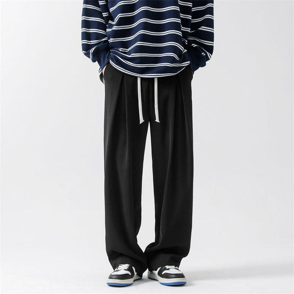 Mens Japanese Wide Leg Casual Pants - Loose Straight Fit