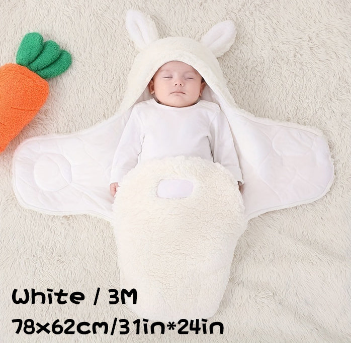 Soft Fleece Newborn Swaddle Sleeping Bag with Head Protection Unisex Wrap for Boys and Girls Wearable Sleep Sack for Babies Fluffy and Cozy Blanket - Totostore