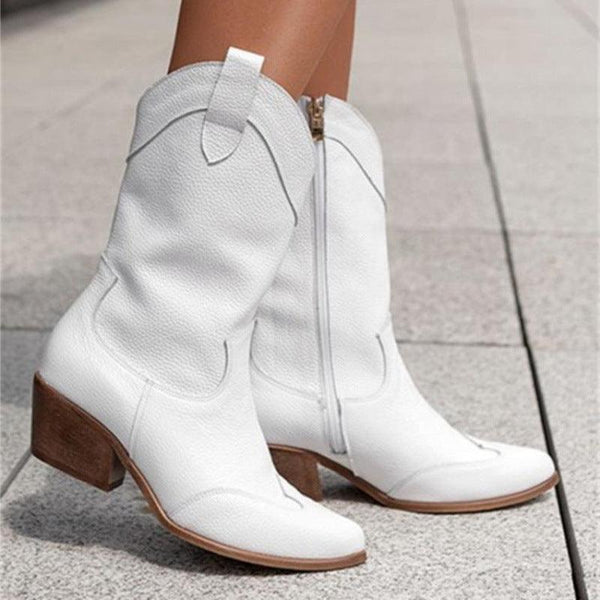 Ethnic Style Mid Heel Boots for Women - Low-Top Design Elevate Your Style with Our Ethnic Mid Heel Boots for Women - Perfect for Any Occasion