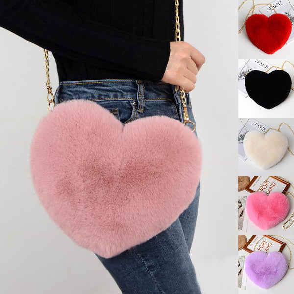 Valentines Day Plush Chain Shoulder Bag for Women - Love Bags for a Glamorous Party Look