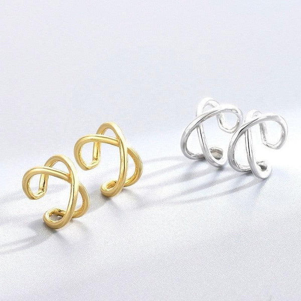 Korean Style Geometric Ear Clip - S925 Cross Design for a Chic Look