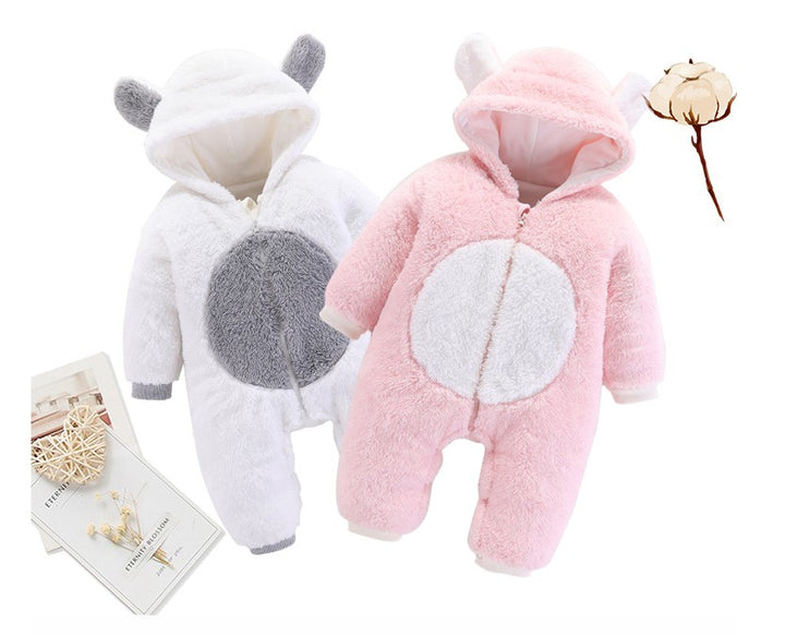 Unisex Baby Rompers Boys Girls Fleece Hooded Winter Fleece Jumpsuit Soft Cute Cartoon Coats Newborn Infant Bodysuits - Totostore