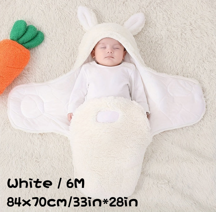 Soft Fleece Newborn Swaddle Sleeping Bag with Head Protection Unisex Wrap for Boys and Girls Wearable Sleep Sack for Babies Fluffy and Cozy Blanket - Totostore