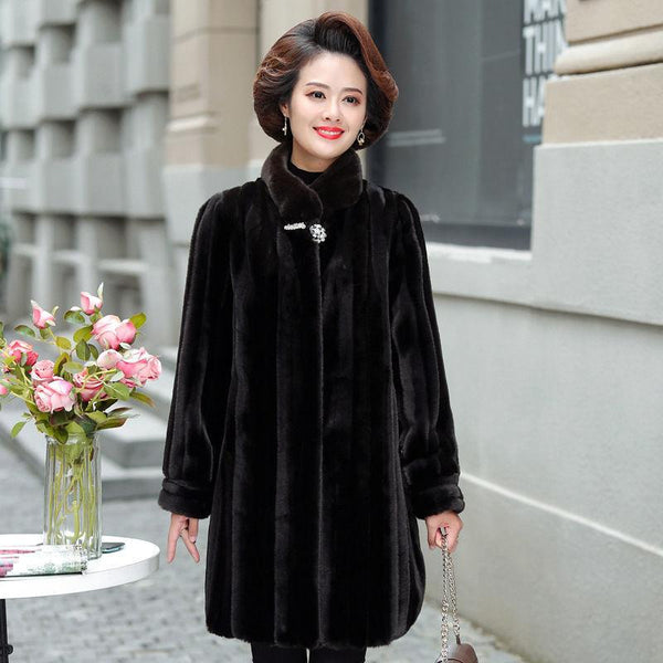 Middle-Aged  Elderly Womens Haining Fur Coat - Luxurious  Timeless