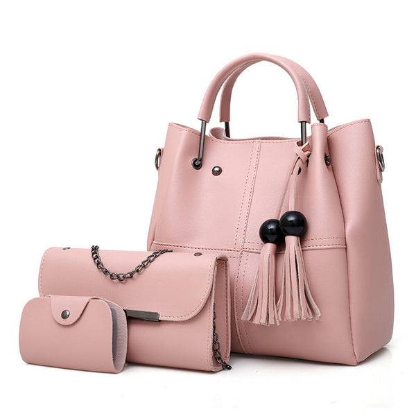 European  American Fashion Tassel Messenger Bag Set for Women - Single Shoulder Three-Piece Design for Mothers