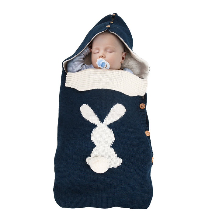 Cozy Knitted Rabbit Button Sleeping Bag - Perfect for Outdoor Strolls and Keeping Baby Warm - Wool Combo - Totostore