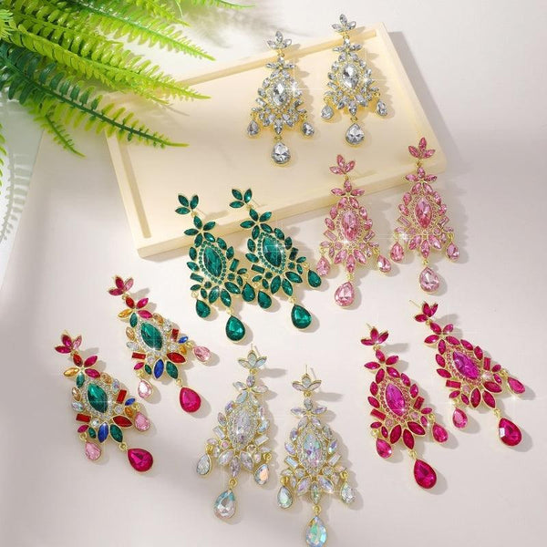 Retro Crystal Geometric Christmas Tree Earrings - High-End Fashion Jewelry