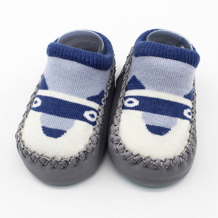 New Cartoon Baby Shoes Non-Slip Leather Cotton Socks for Spring Autumn - Totostore