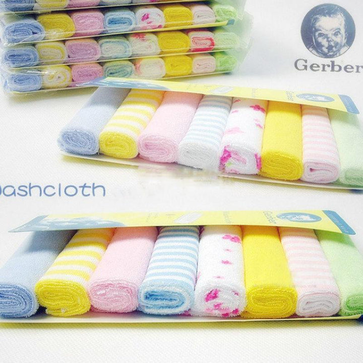 8Pcs Baby Infant Bath Towel Washcloths Bathing Feeding Wipes Cloth Baby Wash Cloth Soft for Newborn Kids Baby Care Nursing Towel - Totostore